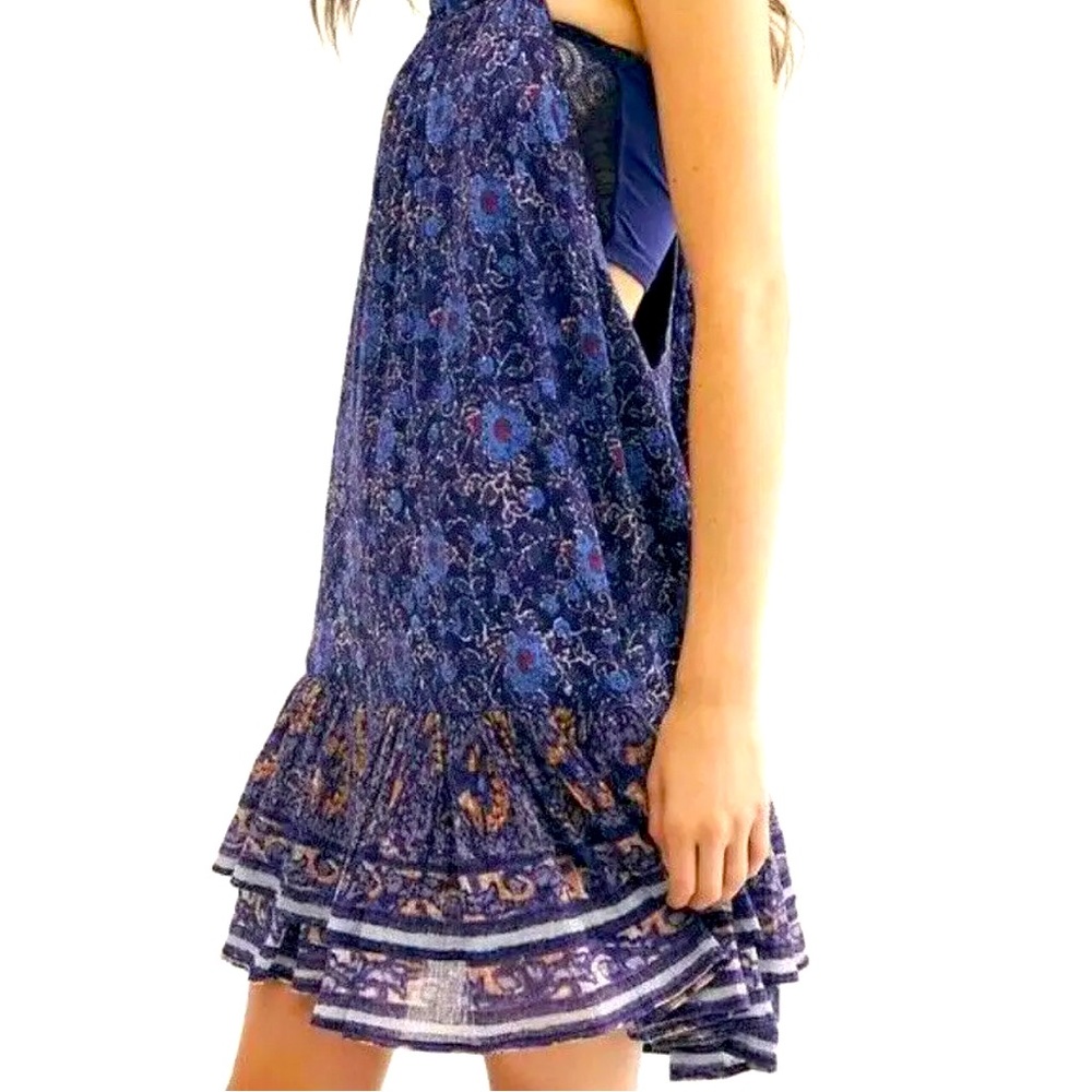 Free People Lyla Mini Dress Swing Printed Floral Babydoll Tunic Medium
